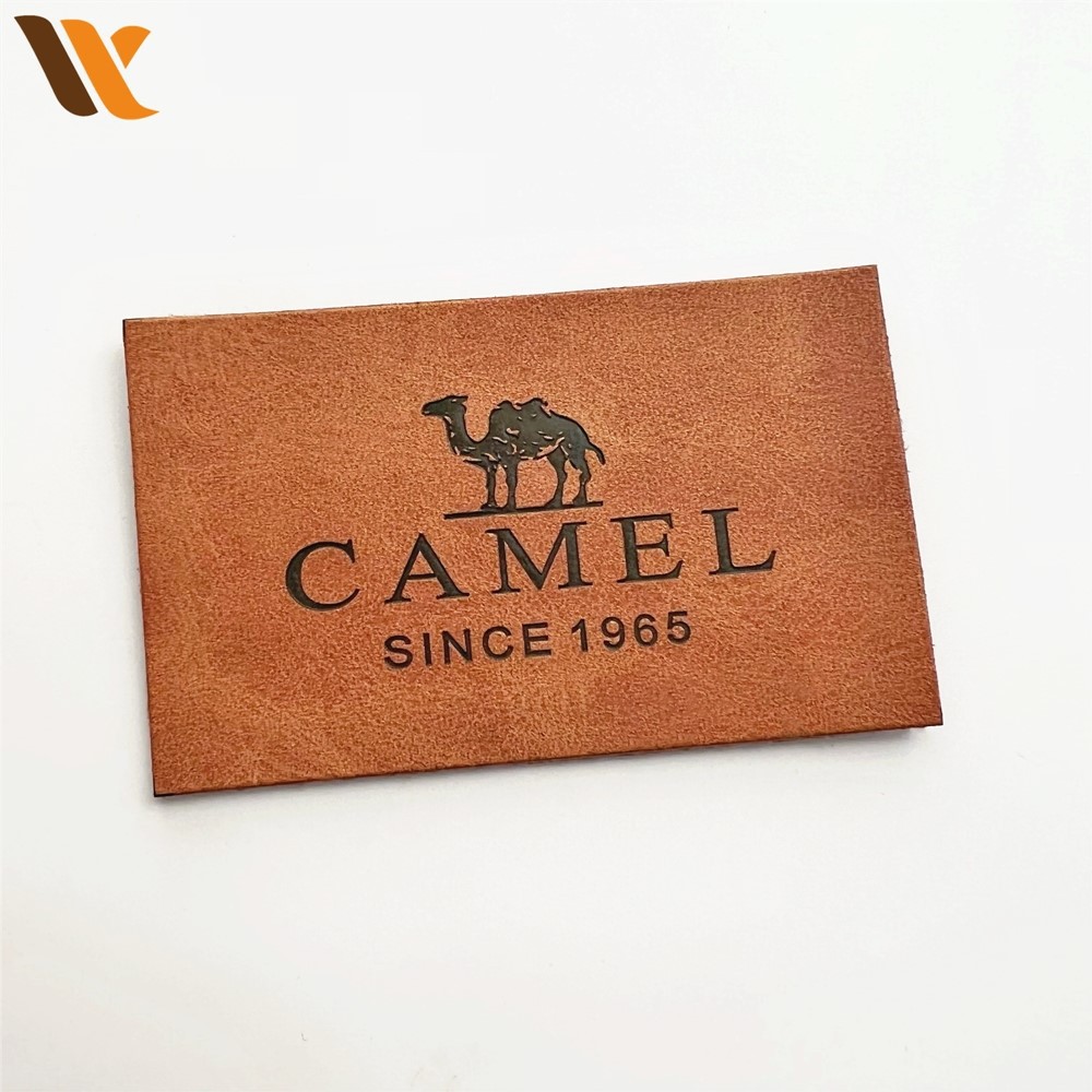 Custom Rectangular Brown Logo Leather Labels